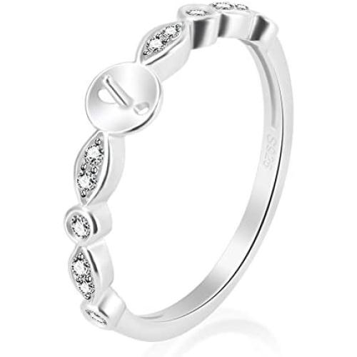 LGSY 925 Sterling Silver Antique Rings for Pearl Jewelry Making, Design Pearl Ring Fittings/Settings/Mountings for Women