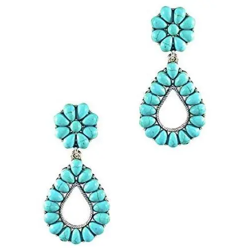 Wonderent Turquoise Bohemian Small Delicate Metal Fashion Earring No.248 Wonderent Turquoise Bohemian Small Delicate Metal Fashion Earring No.248
