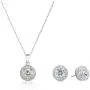 Amazon Collection Sterling Silver Cubic Zirconia Halo Pendant Necklace and Stud Earrings Jewelry Set Amazon Collection Sterling Silver Cubic Zirconia Halo Pendant Necklace and Stud Earrings Jewelry Set