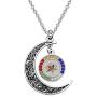 BEKECH Order of The Eastern Star Inspired Gift OES Charm Crescent Moon Pendant Necklace OES Sorority Jewelry Gift for Sorority Graduates Campus Girls Women