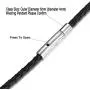 jonline24h Mens Womens Black Braided Leather Cord Rope Necklace Chain Stainless Steel Clasp 4mm 14-30inch