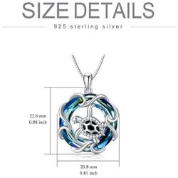 TOUPOP Ocean Wave and Cute Sea Turtle Necklace for Women 925 Sterling Silver Necklace Pendant Jewelry with CrystalGifts for Turtle Lovers Girls Mother