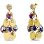 CATHERINE MALANDRINO Yellow Gold-Tone Statement Rhinestone Rainbow Acrylic Chandelier Earrings for Women