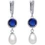 Gem Stone King 925 Sterling Silver Blue Simulated Sapphire Womens Dangle Earrings (5.79 Ct Round Cut 8MM)