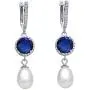 Gem Stone King 925 Sterling Silver Blue Simulated Sapphire Womens Dangle Earrings (5.79 Ct Round Cut 8MM)