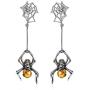 Ian and Valeri Co. Baltic Honey Amber Sterling Silver Spider Dangle Stud Earrings and Necklace Set Rolo Chain 18''