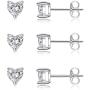 14k White Gold Plated Sterling Silver Post Heart Cut Cubic Zirconia Stud Earrings for Women | Faux Diamond Dainty Earrings, Set with 2mm 3mm 4mm 5mm