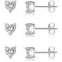 14k White Gold Plated Sterling Silver Post Heart Cut Cubic Zirconia Stud Earrings for Women | Faux Diamond Dainty Earrings, Set with 2mm 3mm 4mm 5mm 14k White Gold Plated Sterling Silver Post Heart Cut Cubic Zirconia Stud Earrings for Women | Faux Diamond Dainty Earrings, Set with 2mm 3mm 4mm 5mm