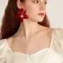 Acrylic Flower Earrings for Women - Big Flower Earrings With Resin - Shell Statement Earrings for Moms, Beloved, Sister or Self (Red Enthusiasm)