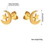 Crescent Moon Star/Ankh Stud Earrings, 18K Gold Plated Stainless Steel Earrings, Women Jewelry Gift
