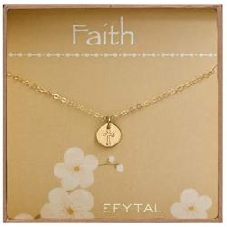 EFYTAL Small Cross Necklace for Women and Girls, Christian Gifts for Easter, First Communion, Confirmation, Baptism, Gold Filled Dainty, Tiny Pendant Jewelry, Religious Gift for Catholic Birthday