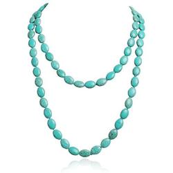 Jane Stone Funky Oval Shape Necklace Turquoise Double Strand