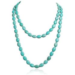 Jane Stone Funky Oval Shape Necklace Turquoise Double Strand