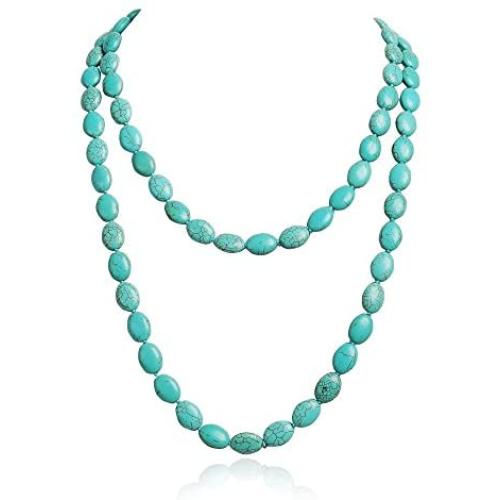 Jane Stone Funky Oval Shape Necklace Turquoise Double Strand Jane Stone Funky Oval Shape Necklace Turquoise Double Strand