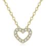 Beautysoul Sterling Silver Heart Necklace for Women Girls, 14K Gold Plated Dainty Love Heart Pendant Choker Layered Necklace with Shining Cubic Zirconia Valentines Day Gifts