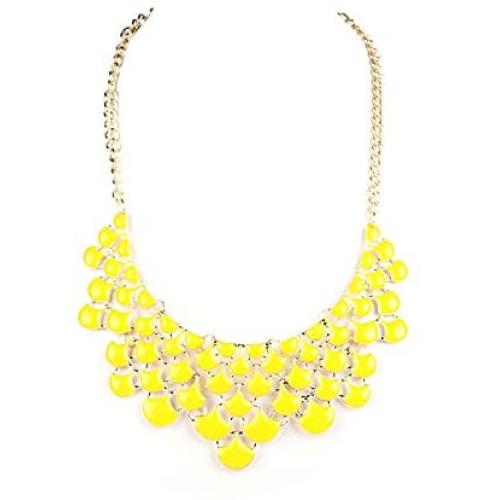 Pingyongchang Statement Collar Necklace Geometric Openwork Necklace Vintage Hollow Bib Costume Necklace Classic Fan-Shaped Connected Fashion Pretty Cute Necklace Jewelry for Women Girls Wife Gifts