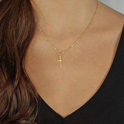 Avanlin Cross Pendant Necklace Gold Plated 1 Layer Necklaces Chain Simple Jewelry for Women and Girls