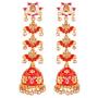 Efulgenz Indian Jewelry Bollywood Antique Gold Tone Faux Pearl Crystal Kundan Dangle Wedding Jhumka Earrings Set
