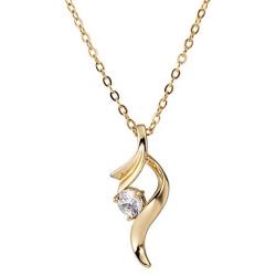 YAZILIND Simple Cubic Zirconia Pendant Necklace Gold Plated Chain for Women Girls Party Jewelry