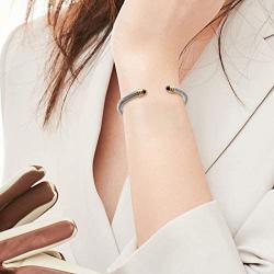 Tiyad Cable Wire Cuff Bracelet Bangle Bracelets for Women Stainless Steel Twisted Cable Cuff