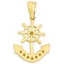 10k Real Solid Gold Anchor Pendant Set with CZ Stones, Hope Charm Sailor Gift for Any Special Occasion