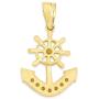 10k Real Solid Gold Anchor Pendant Set with CZ Stones, Hope Charm Sailor Gift for Any Special Occasion