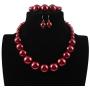 KOSMOS-LI Womens Large Big Simulated Pearl Statement 19'' Necklace Bracelet and Earrings Jewelry Set