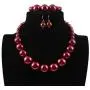 KOSMOS-LI Womens Large Big Simulated Pearl Statement 19'' Necklace Bracelet and Earrings Jewelry Set