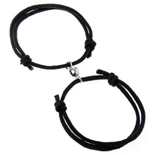 Couple Magnetic Bracelet Set Rope Braided Charm Adjustable Couple Gift Box Package Jewelry Set Box for Women Men 2 Pieces Couple Magnetic Bracelet Set Rope Braided Charm Adjustable Couple Gift Box Package Jewelry Set Box for Women Men 2 Pieces