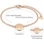 THREE KEYS JEWELRY Rose Gold Initial Bracelet for Girls Gifts Stainless Steel Dainty Coin Name Initial Charm Bracelet Alphabet Letter Pendant Initial Bracelets for Women with Initial