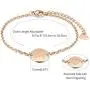 THREE KEYS JEWELRY Rose Gold Initial Bracelet for Girls Gifts Stainless Steel Dainty Coin Name Initial Charm Bracelet Alphabet Letter Pendant Initial Bracelets for Women with Initial