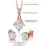 Gem Stone King 3.65 Ct Created Sapphire White Diamond 18K Rose Gold Plated Silver Jewelry Set with 18 Inch Chain Gem Stone King 3.65 Ct Created Sapphire White Diamond 18K Rose Gold Plated Silver Jewelry Set with 18 Inch Chain