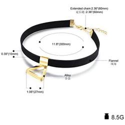 Star Jewelry Classic Elegant Girls Plain Black Velvet Ribbon Heart Pendant Choker Necklace Extender Chain
