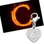 FAADBUK Initial Letter A-Z Alphabet Heart Charm for Bracelet Necklace Keychain Initial Stainless steel Clasp Clip on Charm