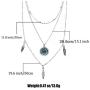Kakaco Boho Turquoise Layered Necklaces Beaded Leaves Pendant Necklace Silver Chain Jewelry for Women and Girls