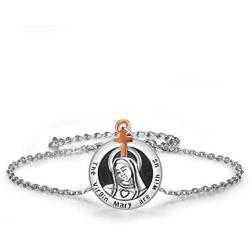 KINGWHYTE Virgin Mary Bracelet for Women 925 Sterling Silver Womens Bracelet Religious Catholic Jewelry Gift with Adjustable Chain