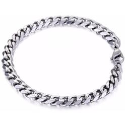 Trendsmax 7mm Mens Women Chain Gold Silver Black Stainless Steel Curb Cuban Link Chain Bracelet 7-11inch