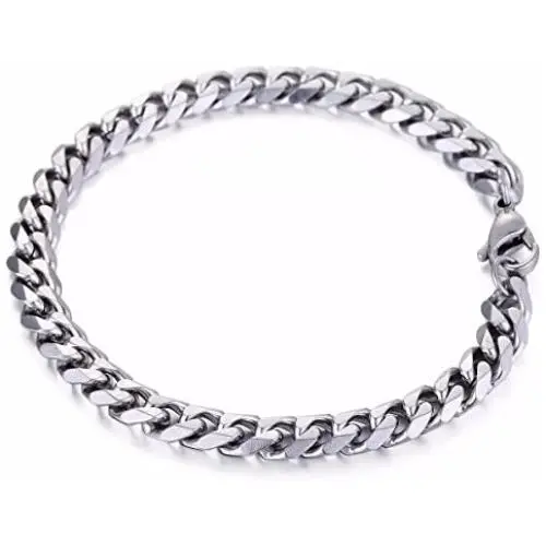 Trendsmax 7mm Mens Women Chain Gold Silver Black Stainless Steel Curb Cuban Link Chain Bracelet 7-11inch Trendsmax 7mm Mens Women Chain Gold Silver Black Stainless Steel Curb Cuban Link Chain Bracelet 7-11inch