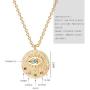 VACRONA Evil Eye Necklace for Women 18k Gold Plated Textured Disk Necklace Shark Tooth Necklace Multicolored CZ Turquoise Protection Heart Pendent Hamsa Minimallist Layering Coin Necklace