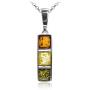Sterling Silver Multicolor Amber Earrings Necklace Set 18 Inches