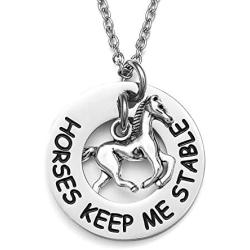 Horse Gifts for Girls Necklace Horses Keep Me Stable Horse Lovers Gift Stuff Girl Birthday Gift Women Jewelry Necklaces