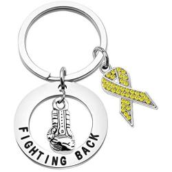 CENWA Yellow Awareness Keychain Yellow Rhinestone Ribbon Charm Cancer Awareness Jewelry Gift for Endometriosis/Bladder Cancer/Suicide Prevention/Bone Cancer