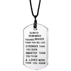 lauhonmin Always Remember You are Braver/Stronger/Smarter Than You Think Pendant Necklace Family Friend Gift Unisex