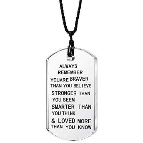 lauhonmin Always Remember You are Braver/Stronger/Smarter Than You Think Pendant Necklace Family Friend Gift Unisex