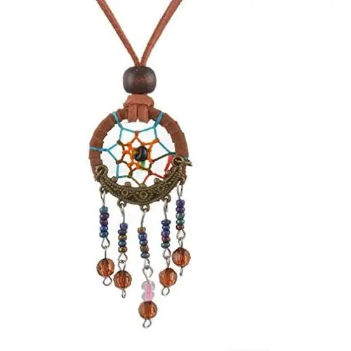 MJartoria Dream Catcher Pendant Necklace BFF Gifts Car Charm Beads Cluster Dangle Suede Rope Necklace MJartoria Dream Catcher Pendant Necklace BFF Gifts Car Charm Beads Cluster Dangle Suede Rope Necklace