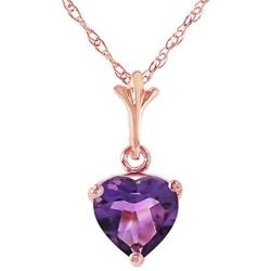 Galaxy Gold 14k 18'' Solid Rose Gold Heart-shaped Natural 1.15 Carat Purple Amethyst Pendant Necklace