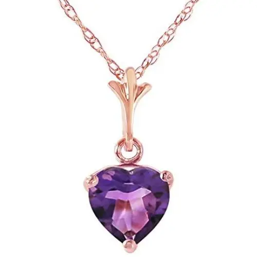 Galaxy Gold 14k 18'' Solid Rose Gold Heart-shaped Natural 1.15 Carat Purple Amethyst Pendant Necklace Galaxy Gold 14k 18'' Solid Rose Gold Heart-shaped Natural 1.15 Carat Purple Amethyst Pendant Necklace
