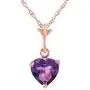 Galaxy Gold 14k 18'' Solid Rose Gold Heart-shaped Natural 1.15 Carat Purple Amethyst Pendant Necklace Galaxy Gold 14k 18'' Solid Rose Gold Heart-shaped Natural 1.15 Carat Purple Amethyst Pendant Necklace