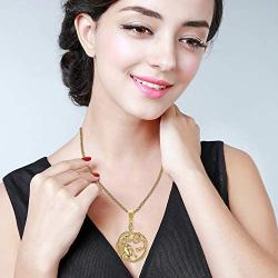 Lee Island Fashion 24K Gold Plated Medusa Gorgon Snake Head Pendant Medallion Stainless Steel Necklace for Women Girls, Greek Jewelry Gift with 20 Inch Chain