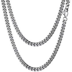 PROSTEEL Stainless Steel Cuban Chain Necklace, Silver/Gold/Black Tone, Nickel-Free, Hypoallergenic Necklace, W: 4.8mm-14mm, L: 14inch-30inch, Come Gift Box